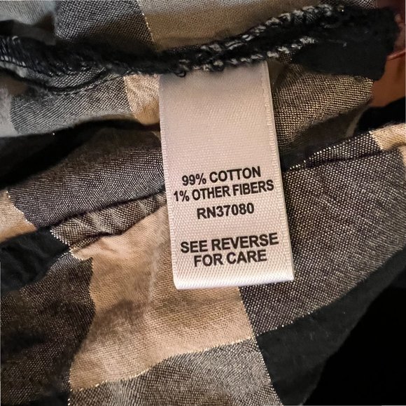 Cato Black Tan Silver Metallic Check Button Pointed Collar Top 26/28 Lightweight - Picture 2 of 8